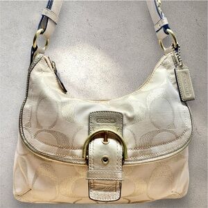 COACH SOHO SIGNATURE CANVAS METALLIC FLAP DUFFLE No. H1249 F20581